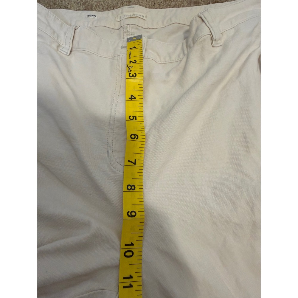 Eileen Fisher Pant Women 10 Cream Excellent Cotton Hemp Straight Leg Minimalist - Picture 9 of 9